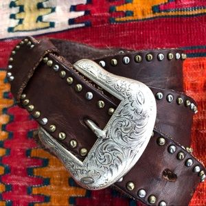 Sundance Catalog Studded Leather Belt, 34 (M)
